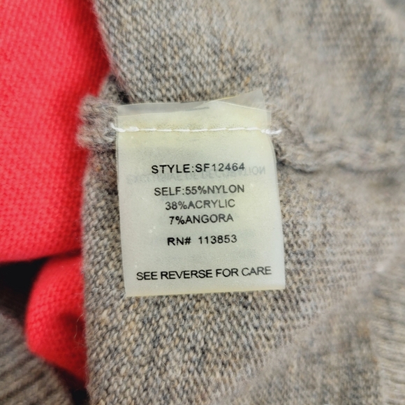 41 Hawthorn Demi Pullover Sweater Size L Red Gray Colorblock Checkered Angora - Picture 5 of 5